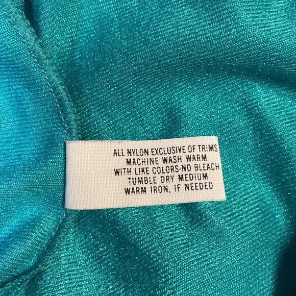 SHADOWLINE size L Nightgown Long Sleeves Machine Embroidered Neckline GREEN USA - Picture 16 of 16